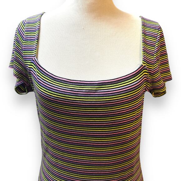 RVCA Partition Mini Rib Knit Dress Square Neck Sexy T-shirt Dress EUC - Picture 7 of 11